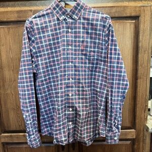 Johnnie-O Hangin’ Out Plaid Button Down Shirt Medium Wake Style JMWL4290 Preppy